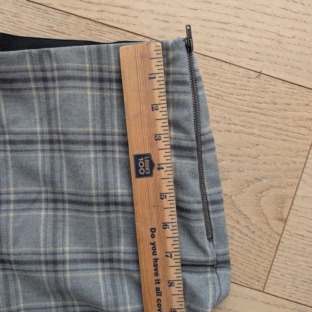 Nine West Side Zip Skinny Pants Grey Plaid Trousers Womens 10 Stretch - Picture 4 of 8